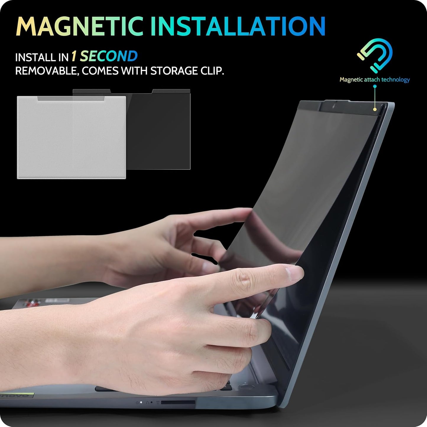 14 inch 16:9 14" Peslv Magnetic Laptop Privacy Screen for Computer Monitor, Removable Anti Glare Protector Blue Light