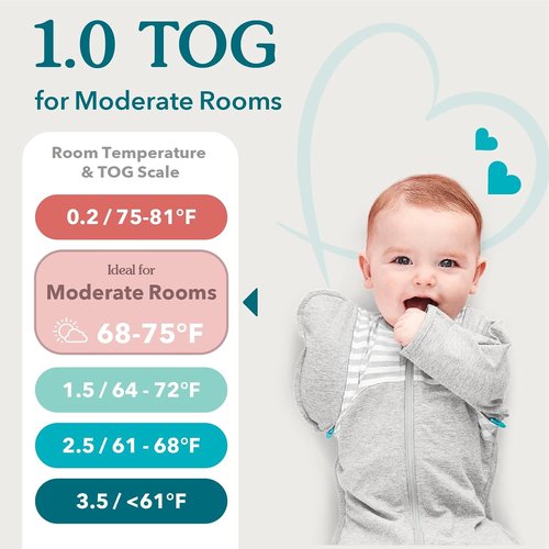 Love to Dream Swaddle UP - Baby Sleep Sack for Self-Soothing | 1.0 TOG, Dusty Blue, Newborn 5-8.5 lbs