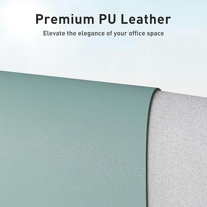 Aothia Faux Leather Desk Mat - Non-Slip PU Leather Desk Blotter, Waterproof Writing Surface, Large Desk Pad for Office & Home (Light Blue, 55" x 24")