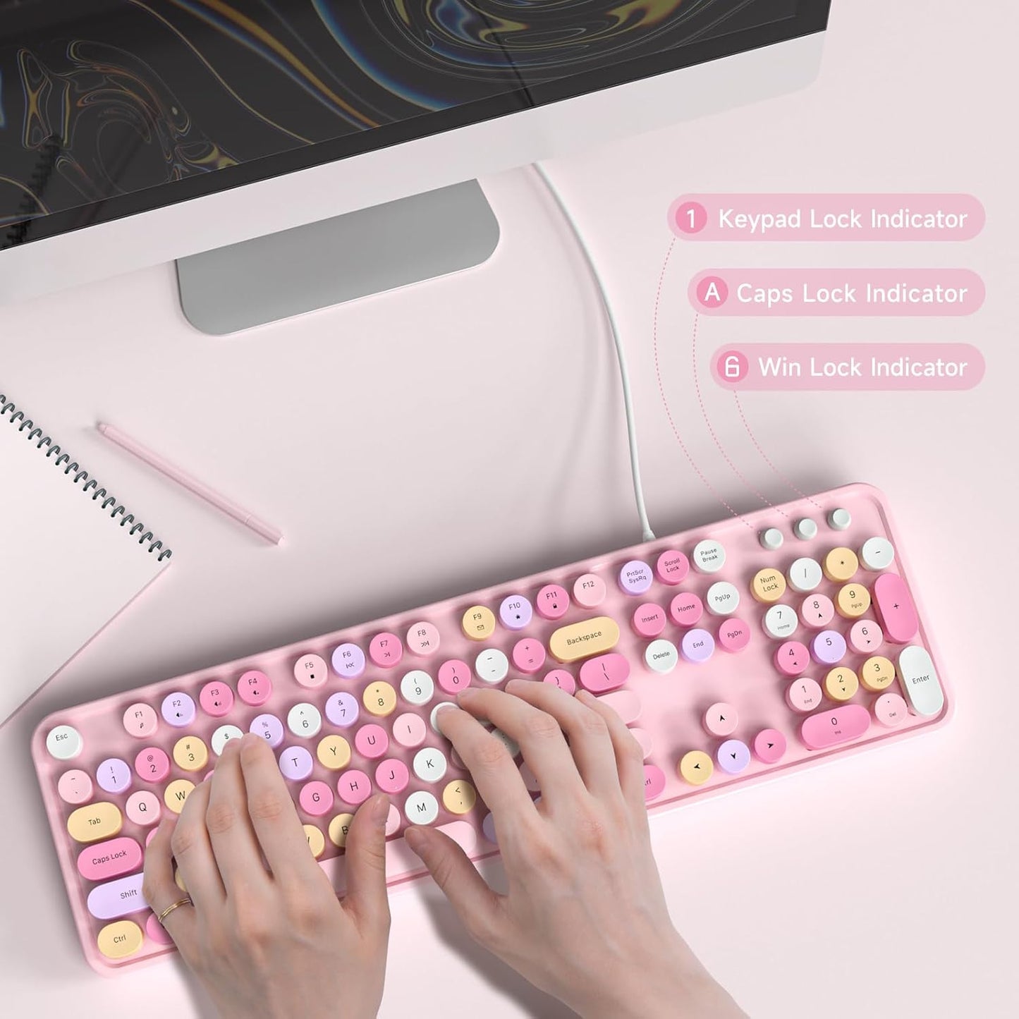 Dilter 104 Wired Keyboard, Keys Full-Sized Typewriter Keyboards, USB Plug and Play Office Keyboard with Number Pad