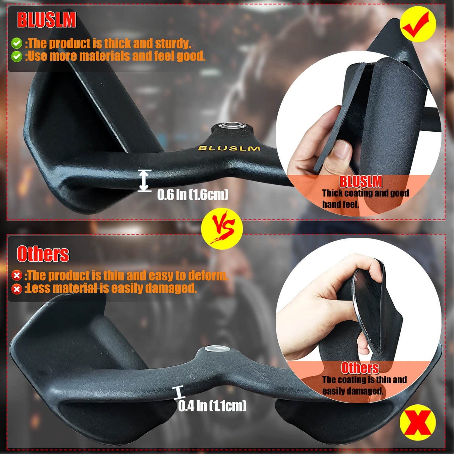 BLUSLM LAT Pull Down Bar for Cable Machine, LAT Pulldown Attachments T-bar V-bar Cable Attachment for Gym, Back Tricep Strength Training Handle