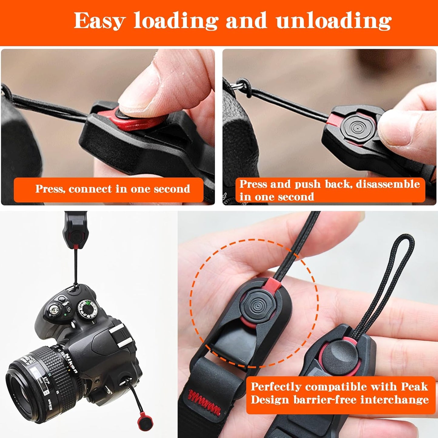 3-Layer 198 lbs Anchor Connector Suitable for Peak Design Strap Structure Load-Bearing Suitable with DSLR Mirrorless
