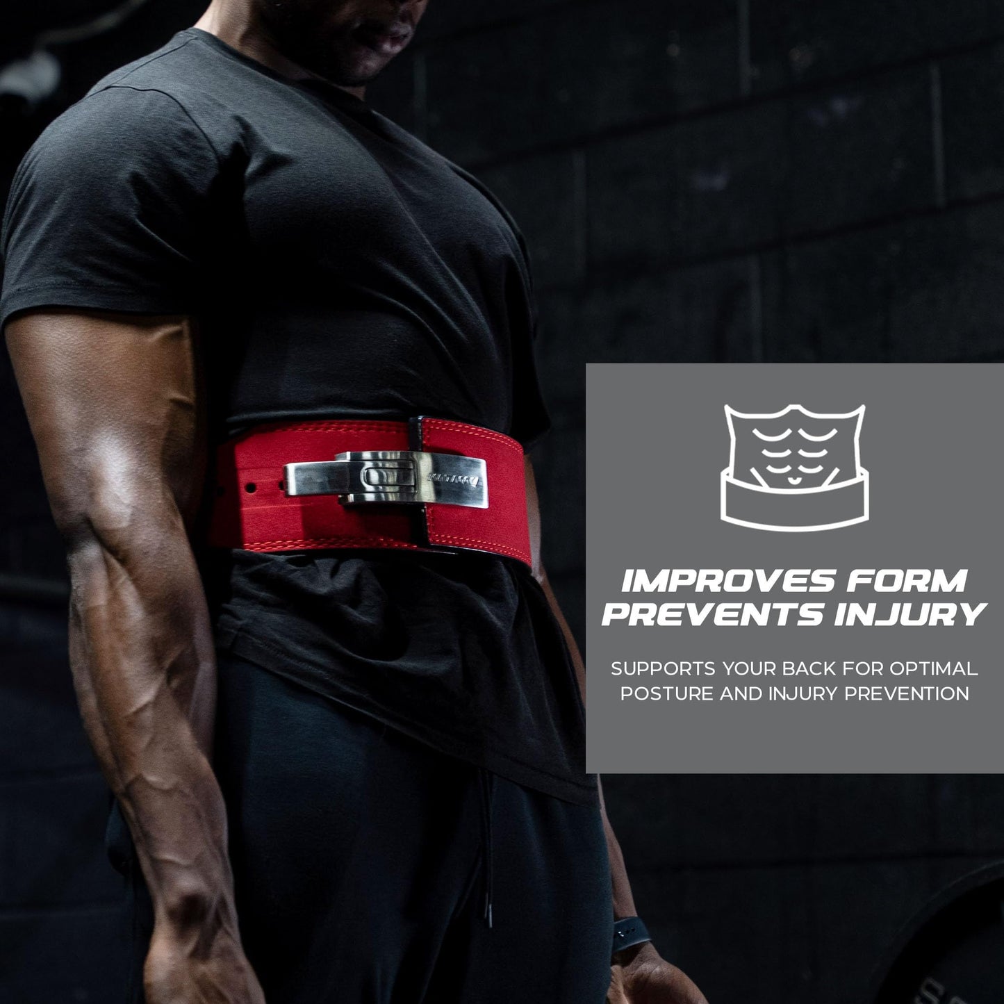 Katamu Red USPA & IPL Approved Lever Belt — Premium 10mm and 13mm Leather Powerlifting Belt for Men and Women, Steel Lever Buckle, 4 Inch Back Support for Deadlifts