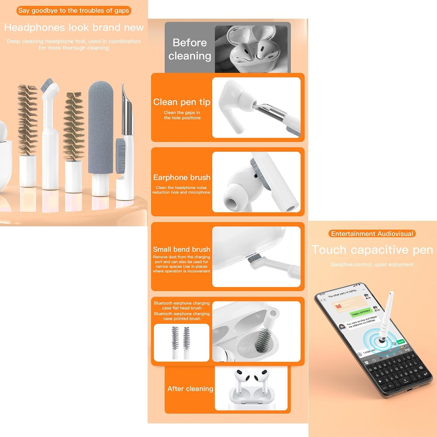 LOKEKE 32-in-1 Multifunctional Cleaning Brush Kit, All-in-One Laptop Cleaning Tool, Portable Electronics Cleaning Brush