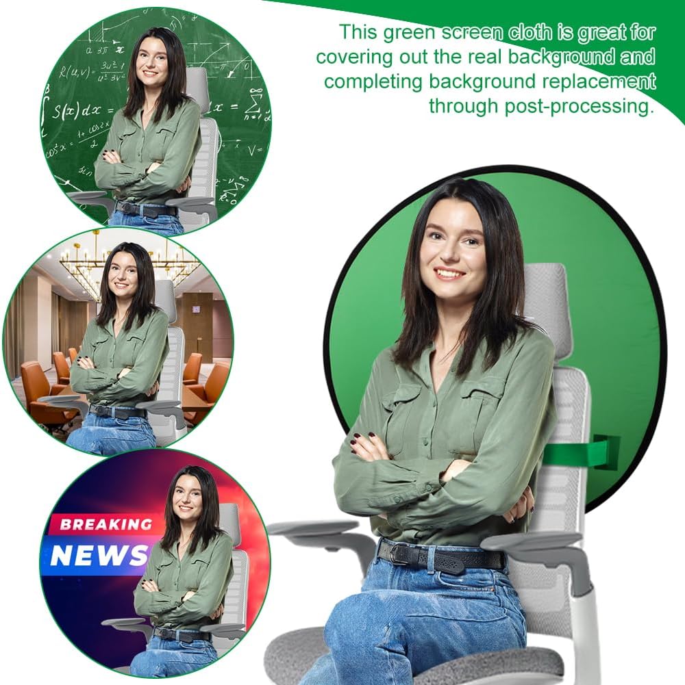 Kakalote 1 75cmonly PC Green Screen Background, Nylon Background Screen Portable Foldable Backdrop for Live Streaming