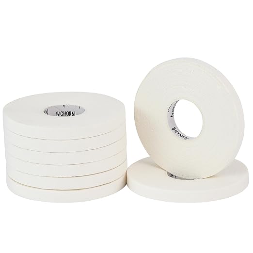Bighorn Athletics Pro Series Jiu-Jitsu Finger Tape, 8-Rolls with Tin Holder, Enhanced Strength, Residue-Free (0.3-Inch, White)