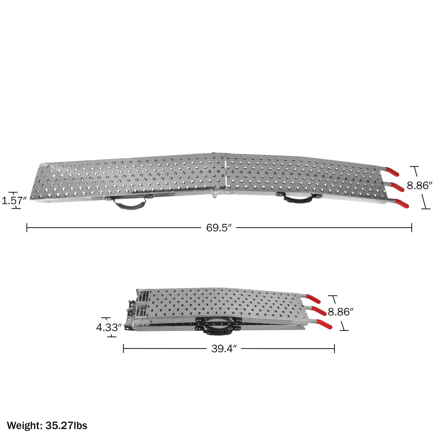 Loading Ramps - Set of Two 69-Inch Folding Ramps for ATVs, Motorcycles, Mowers, Carts, and More - 2200lb Combined Capacity Car Ramp Set by Stalwart