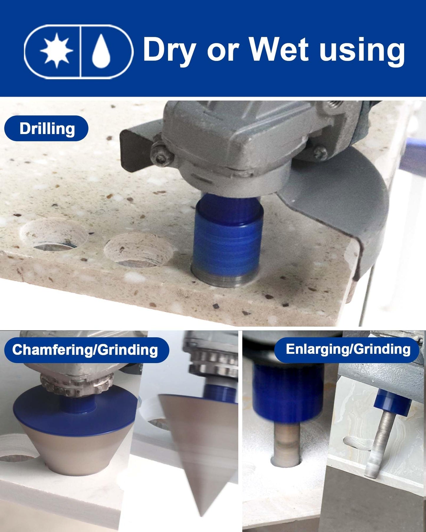 SHDIATOOL Diamond Drilling Core Bits Set Chamfer Bits for Porcelain Tile Marble Ceramic Granite Milling Kit 5/8"-11 10pieces