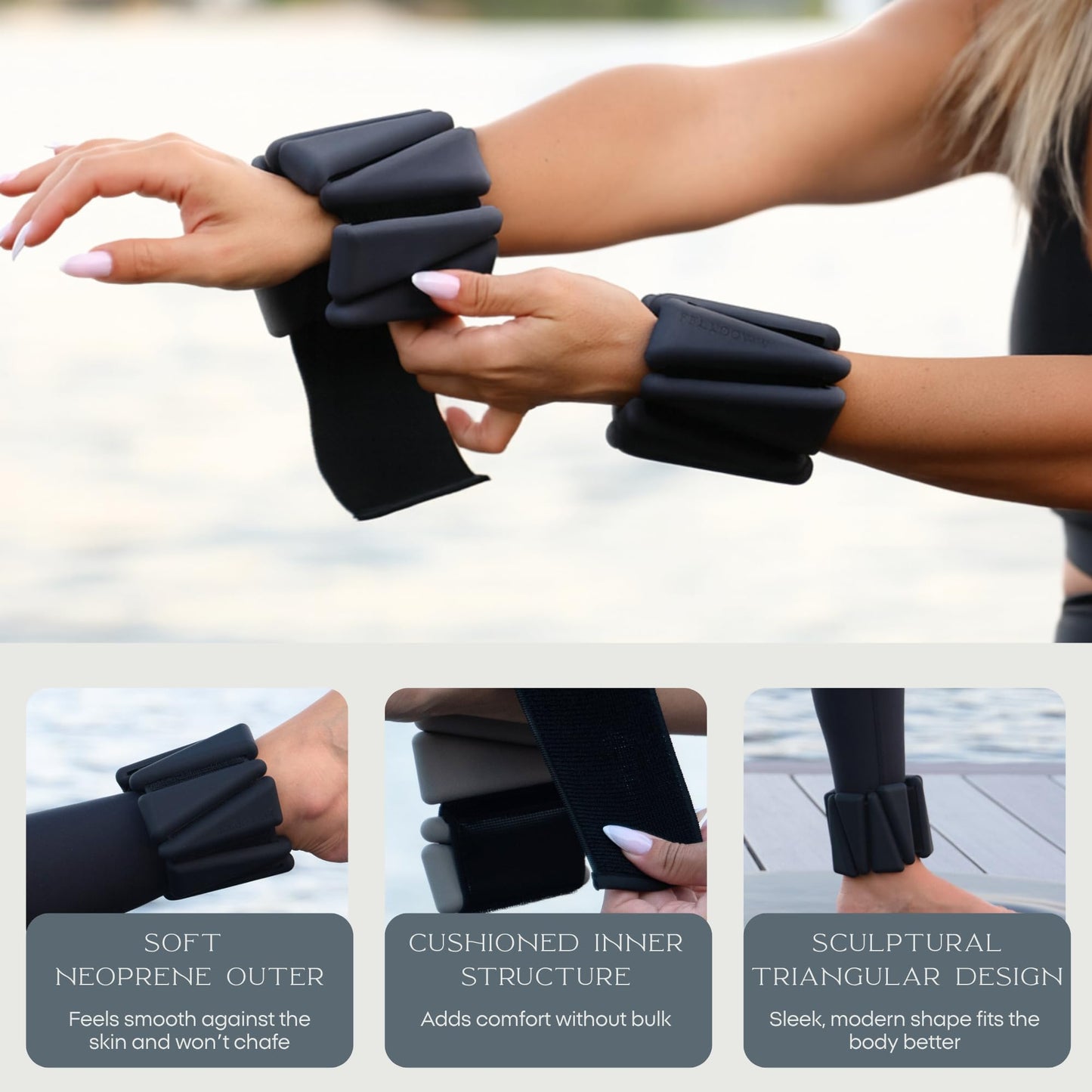 FFLLOOWW Adjustable Ankle & Wrist Weights Set, 2 lbs Each (4 lbs Total), Soft Comfortable Weights for Walking, Pilates, Barre & Home Workouts with Secure Fit for Women & Men