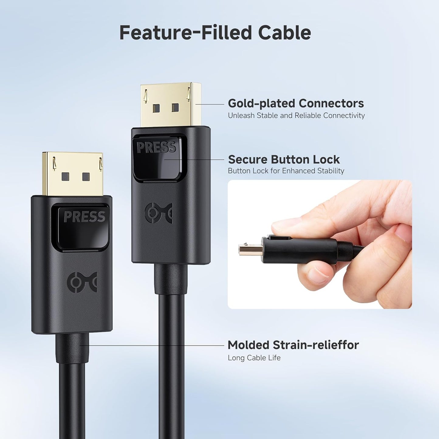 35ft, 2K@60Hz, Cable Matters Long DisplayPort to DisplayPort Cable - Supports up to Male to Male Computer Monitor