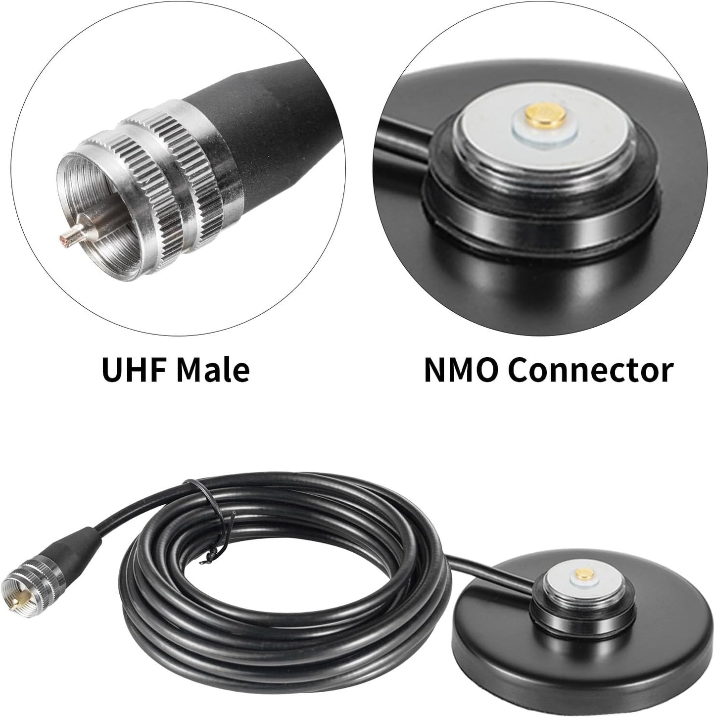 eifagur PL-259 16.4FT Heavy Duty NMO Magnetic Base Mount with Plug Connector Cable Extension for Car Bus Mobile CB Ham