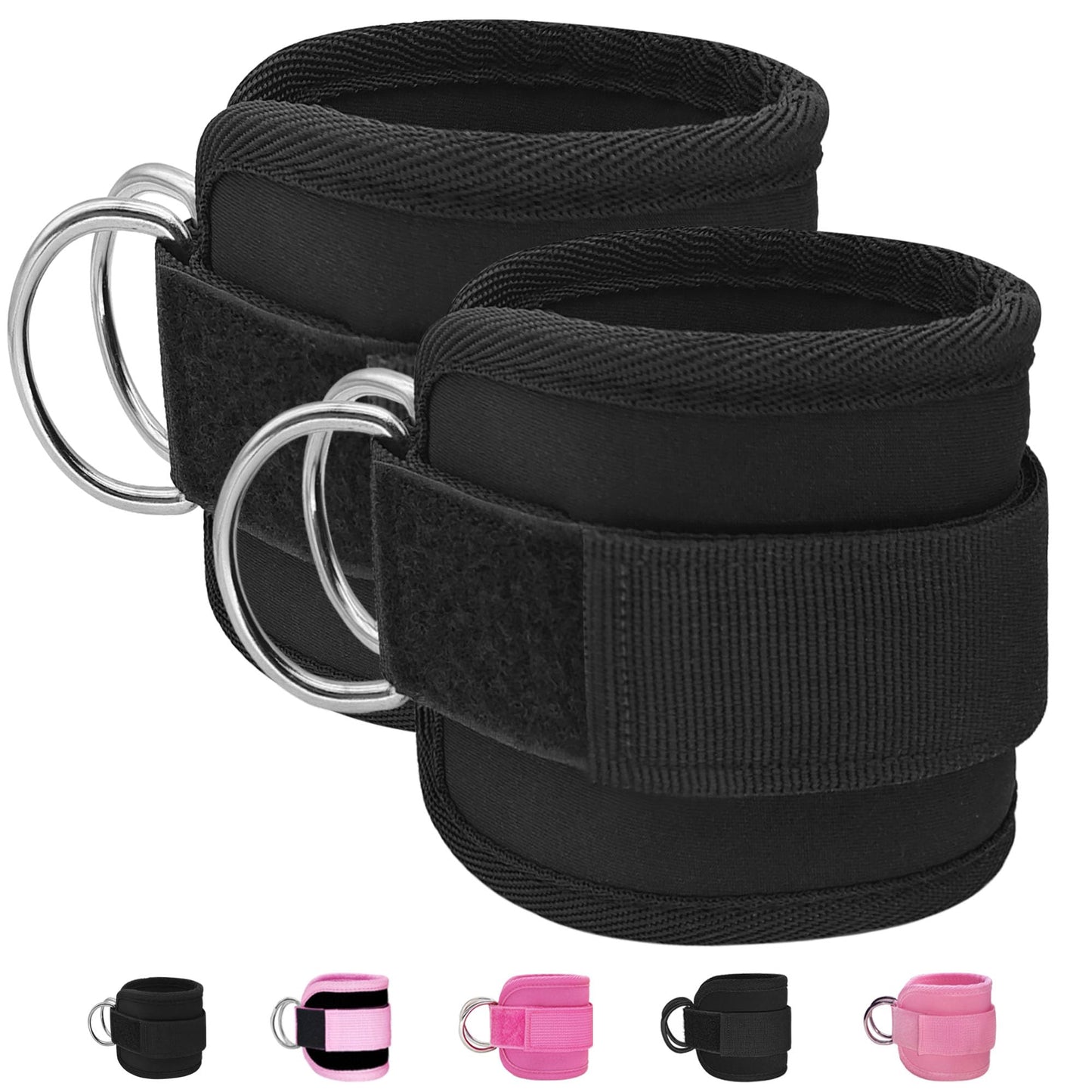 Anemeeoke Fitness Ankle Straps for Cable Machine, Kickbacks Glute Workouts, Lower Body Exercises, Adjustable Leg Straps with Neoprene Padding Men Women(Black)