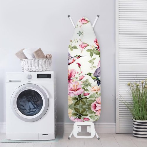 Hummingbird Floral Ironing Board Cover Standard Size 15x54, Thick Padding Elastic Edge Resist Scorching and Staining Heavy Duty Padded Iron Board Covers