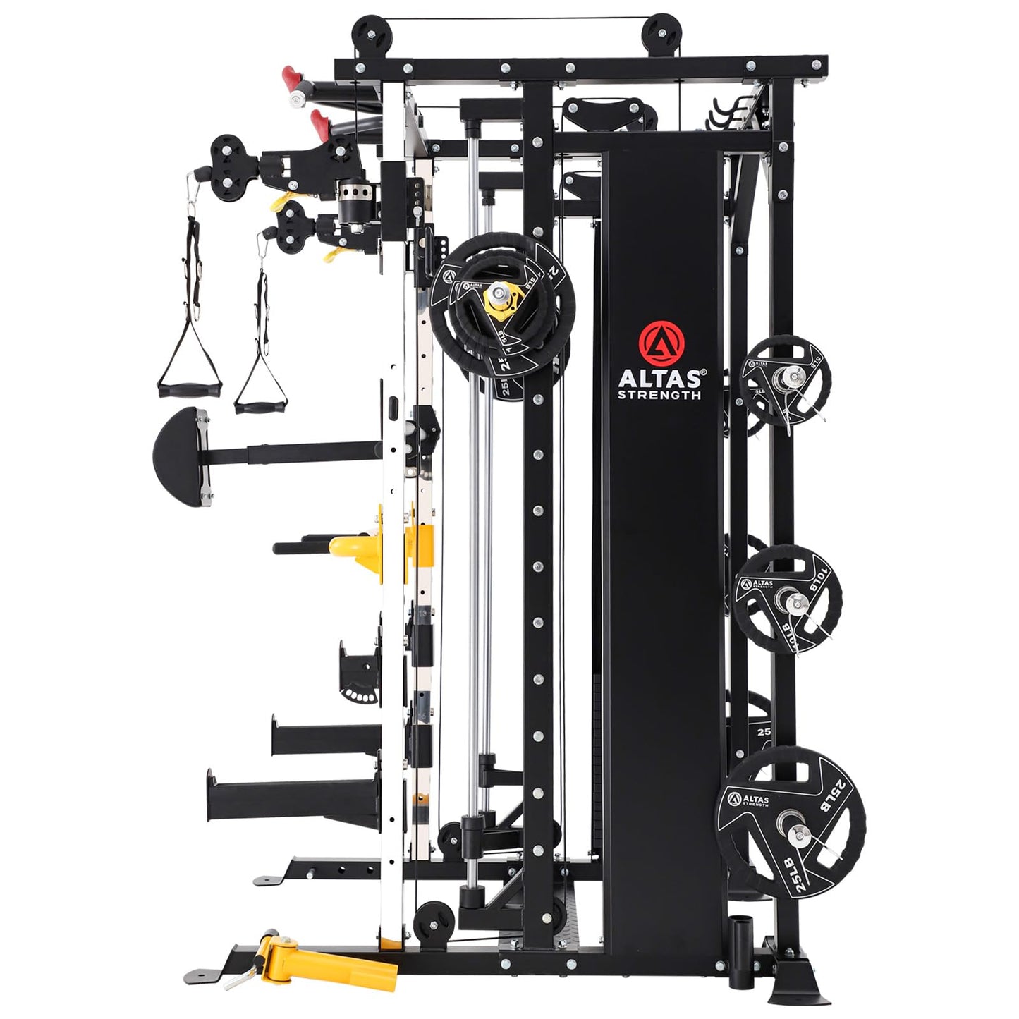 Altas Strength Light Commercial Smith Machine Home Gym with Pulley System Squat Rack Pull-Up Bar Total Body Cage Workout Equipment Tower Weight Lifting Leg Press Strength Training 3087B