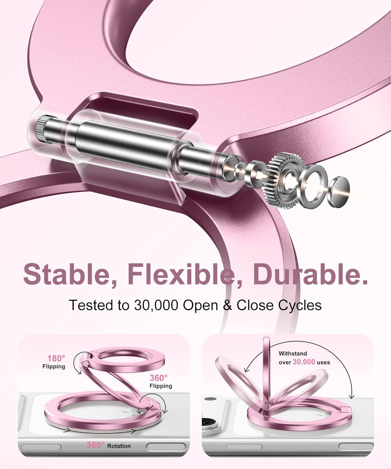 CAPRARO 360 17/16/15/14/16 Magnetic Phone Ring Holder for MagSafe, Dual-Side Magnetics, Rotation Gym Phone Stand Grip