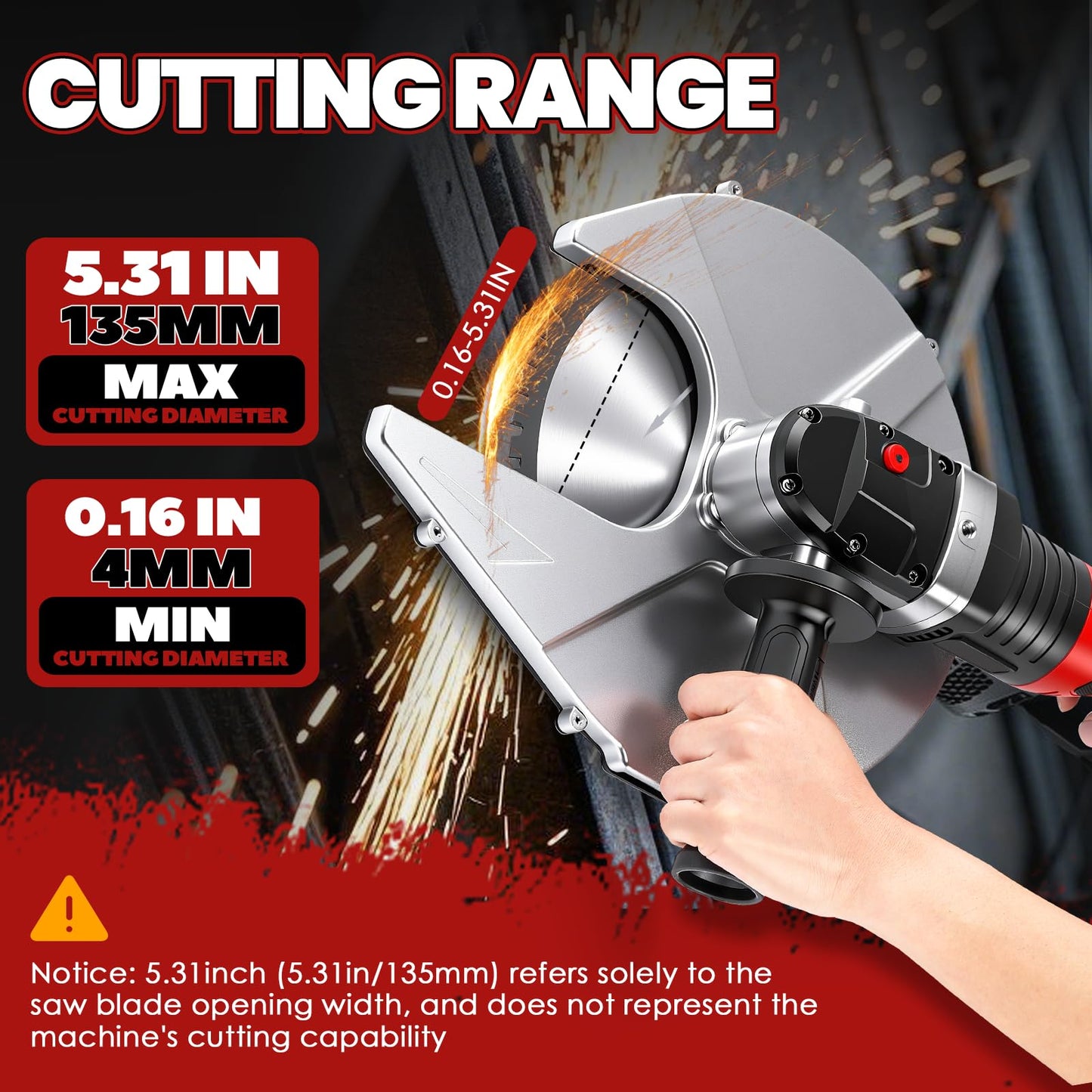 NEWTRY Cordless Rebar Cutter Cutting up to 5.31”(4-135mm), 36V Electric Rebar Cutter, Cordless Cutting Edge Saw Cutting Speed 4-5S Portable Rebar Cutter with Suitcase