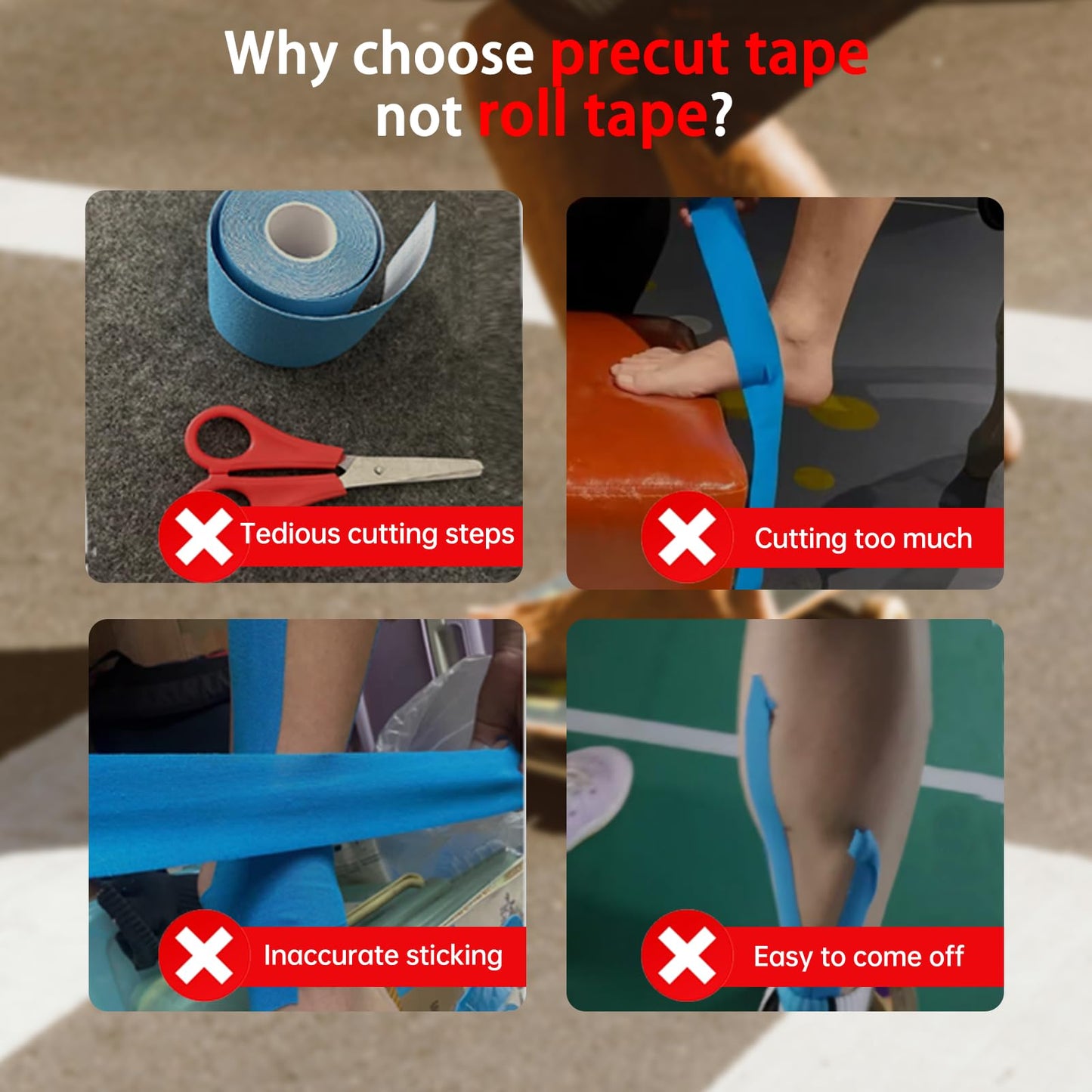 IEADEN Precut Kinesiology Tape for Ankle, 20 Pcs - Ankle Support & Stability, Ankle Pain Relief - Waterproof & Elastic, Breathable Hypoallergenic Latex-Free Tape, Blue