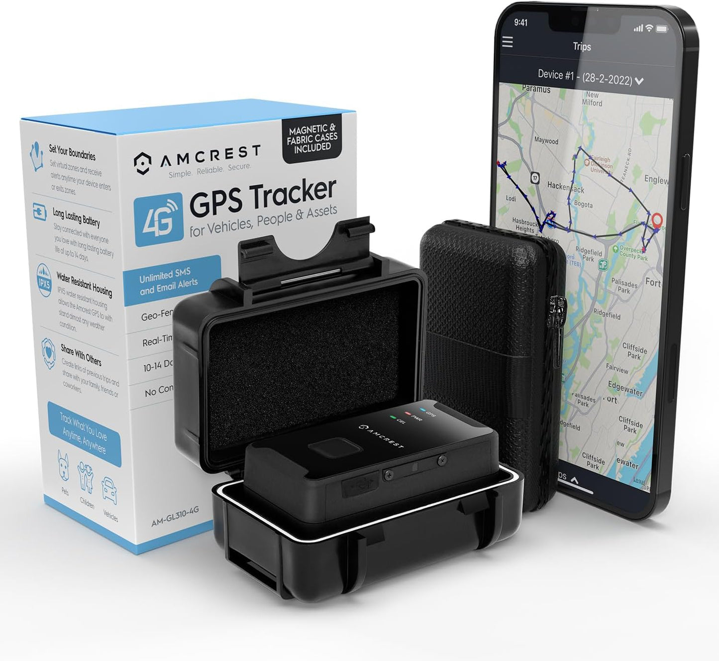 Amcrest GL300 (4G Assets, GPS GPS Tracker for Vehicles LTE) - Portable Mini Hidden Real-Time GPS Tracking Device