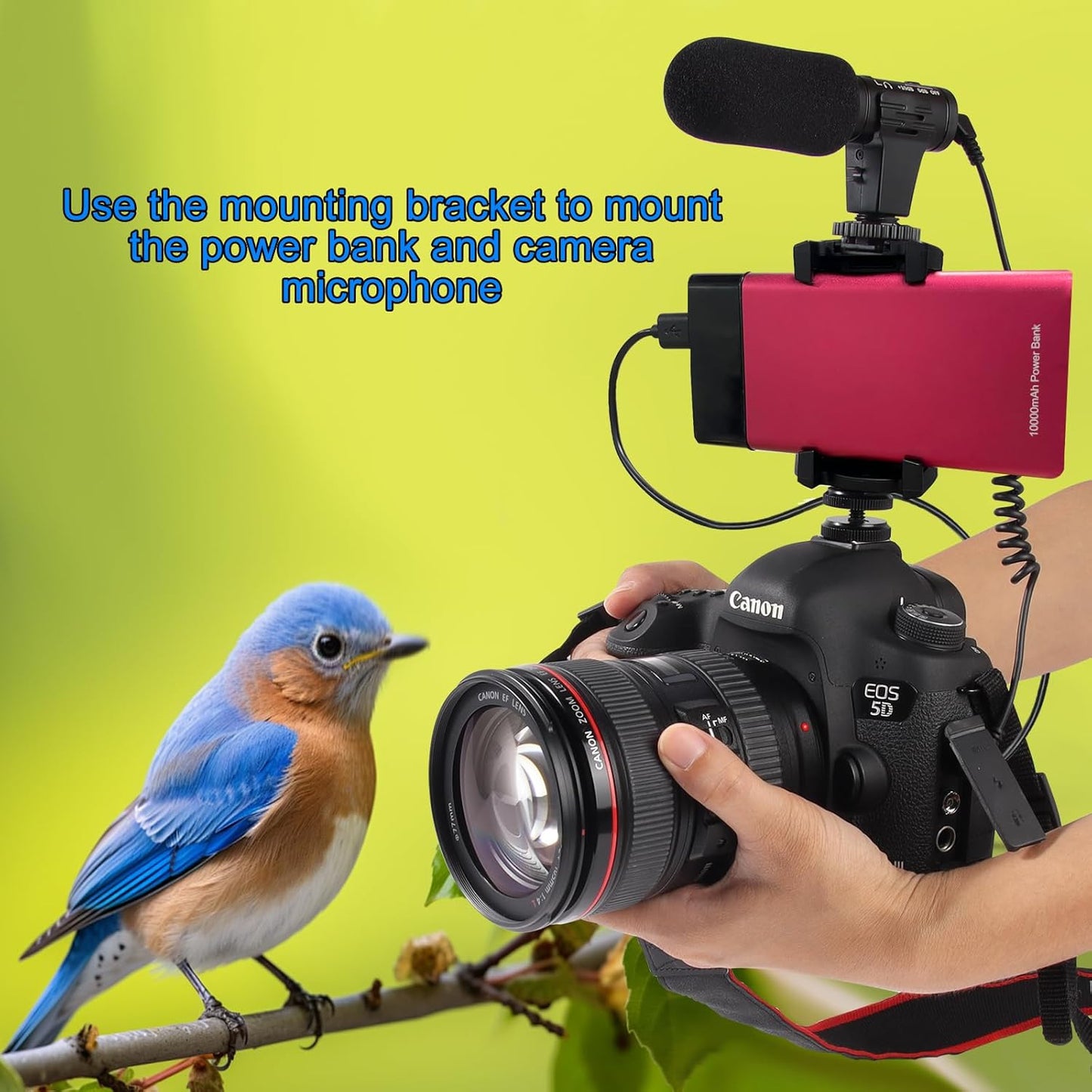 2 Suptig Adjustable Power Bank Holder with Cold Shoe Mount for Camera Rig, Phone Mount.