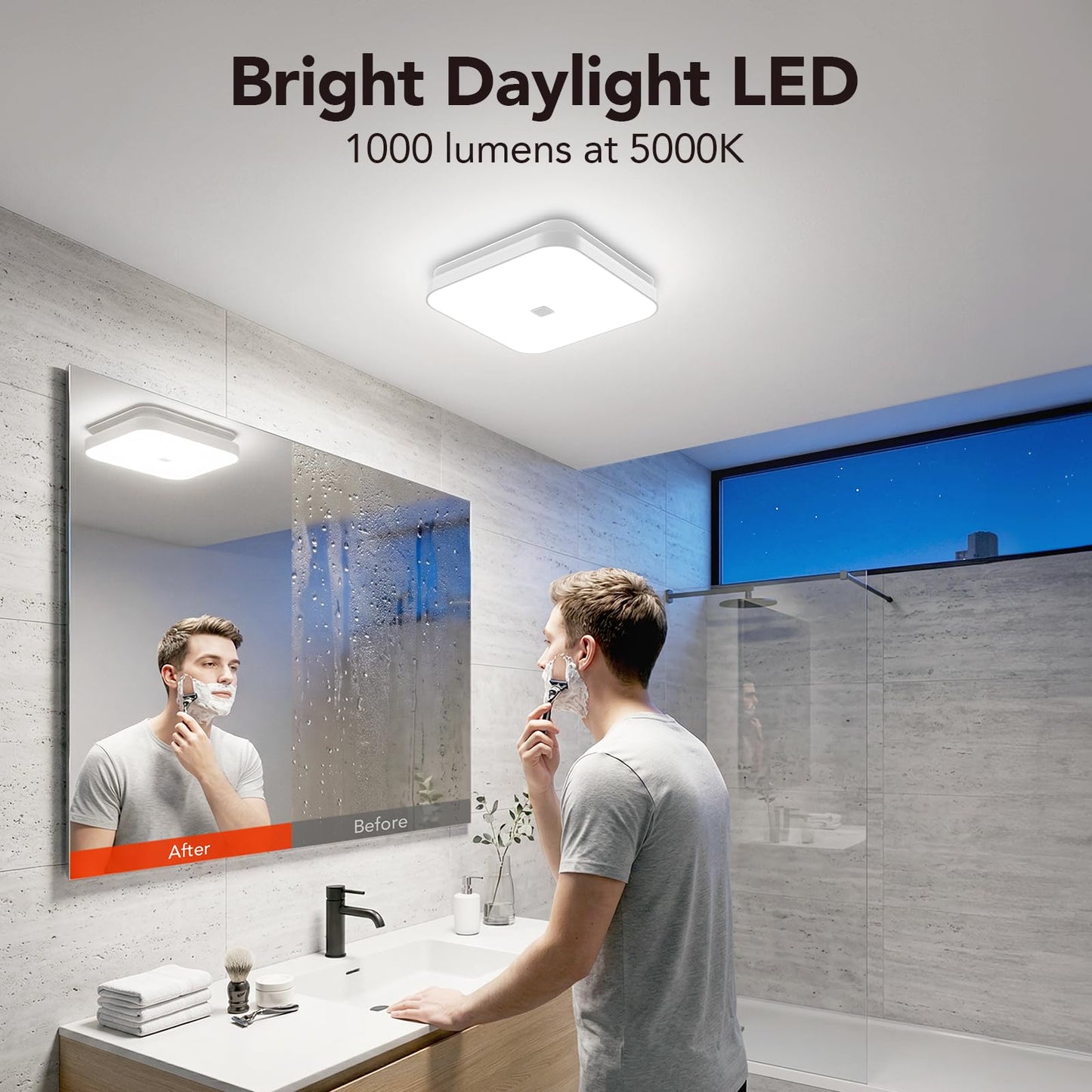 OREiN 2-in-1 Bathroom Exhaust Fan with Light, 110 CFM Shower Vent Fan, Quiet 1.5 Sones DC Motor, 1000LM Bright LED, 5000K, ENERGY STAR, HVI/FCC/ETL, Easy Retrofit Installation (Cut-Out 7.36" x 7.68")
