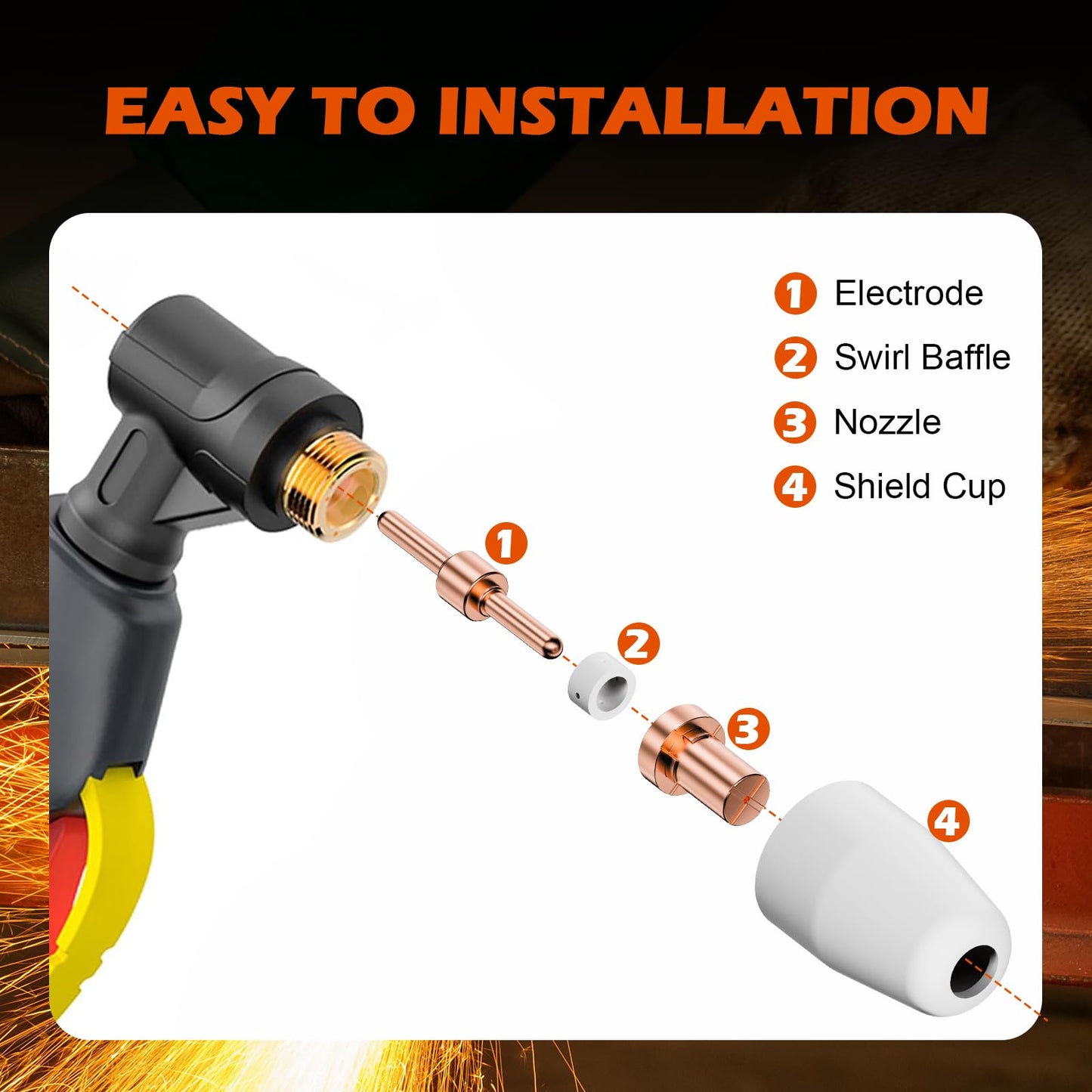 60PCS PT31 Plasma Cutter Consumables, High-Quality Cutting Performance Nozzles, Electrodes & Tips for CUT-40, CUT-50, CT-312Plasma Cutters, Precision Fit Plasma Cutter Torch PT-31 JG-40 LG-40