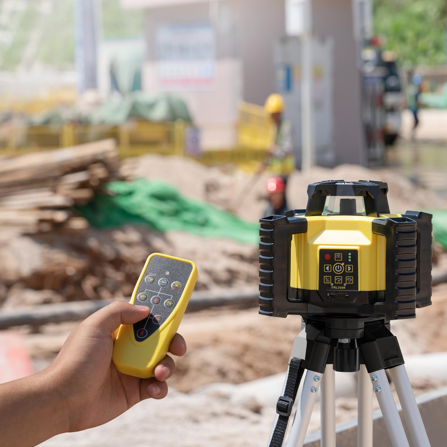 Firecore Self-Leveling Dual Slope Horizontal Rotary Laser Level Kit, 1969-Foot Range, IP55 Rated, Includes Tripod, Grade Rod, Detector, 2 Batteries, Carrying Case, and Accessories