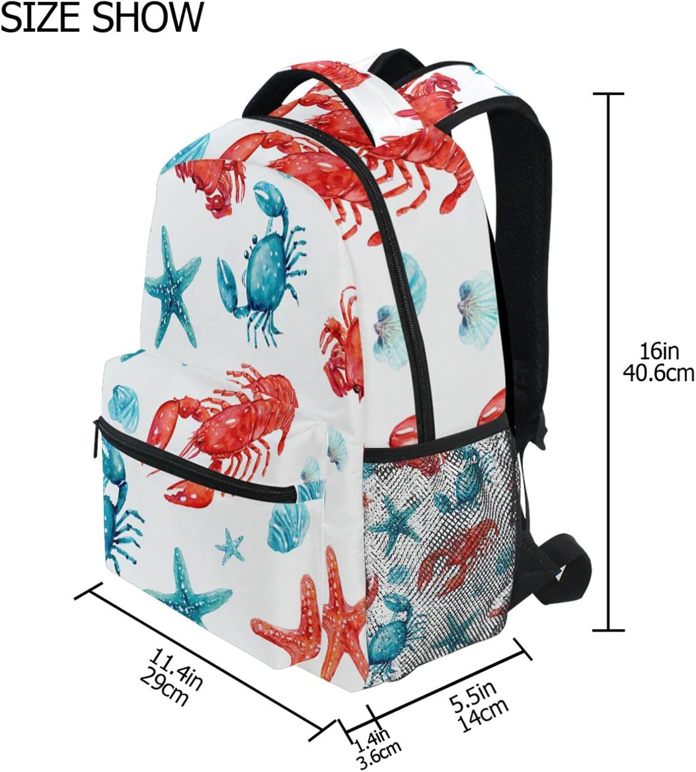 Krafig Backpacks Backpack Daypack Watercolor Cute Lobsters Crabs Boys Girls Kids School Bookbag, School Bag Travel