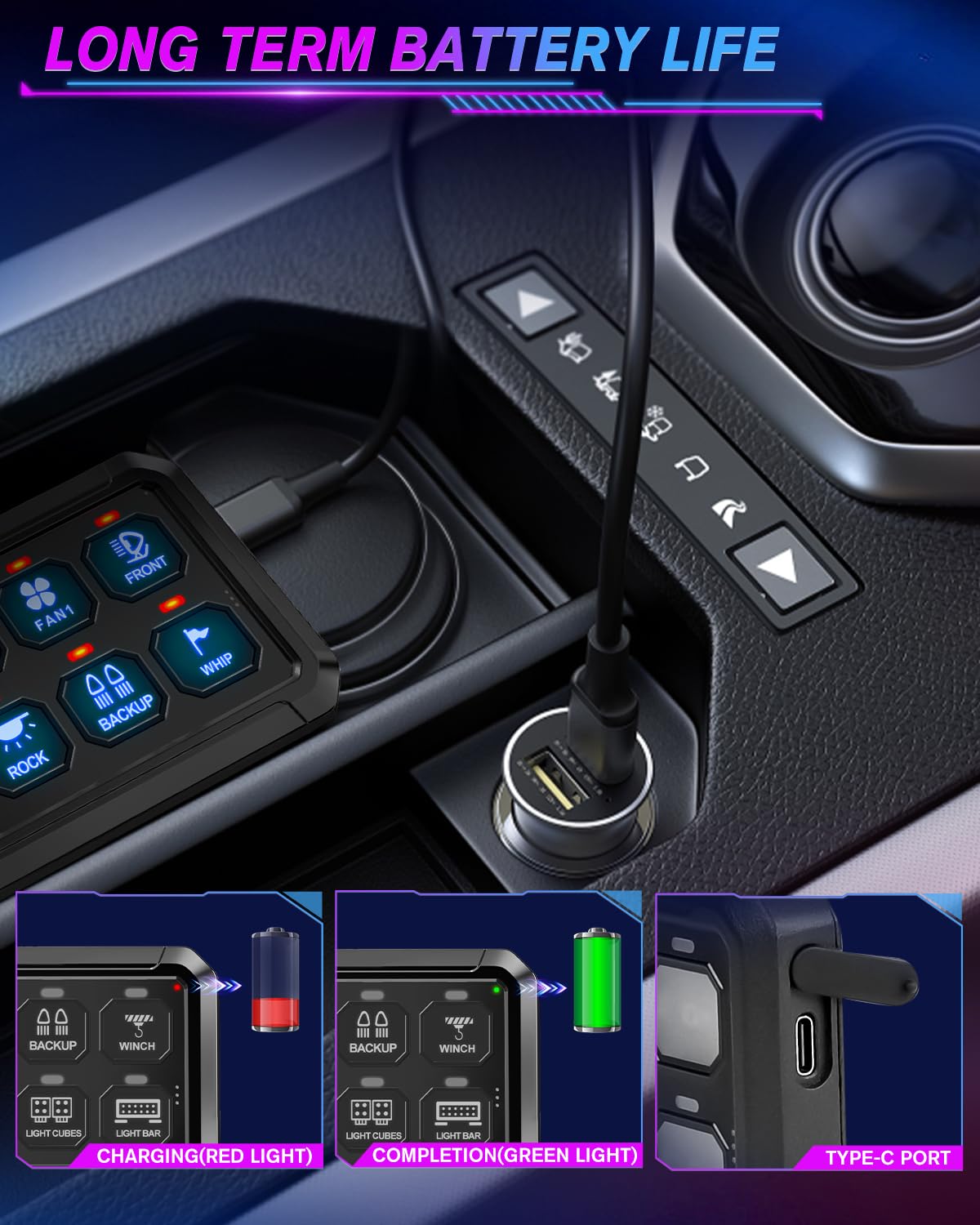 CO LIGHT 8 Gang Wireless Switch Panel Remote Control Range up to 165FT 5-Level Brightness Multifunction Built in Solid State Relay Switch Panel for Off-Road Truck SUV UTV RV
