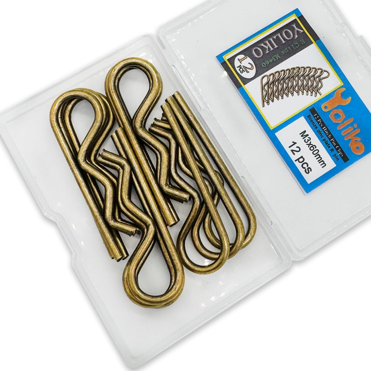 12 Pcs Heavy Duty Hitch Pins Clip R Clips Spring Retaining Wire Hair Pins Cotter Pin Strong Spring Tension Large Carter Pin R Clip Large for Trailer Tractor Mower Carts Truck Bronze zinc M3x60mm