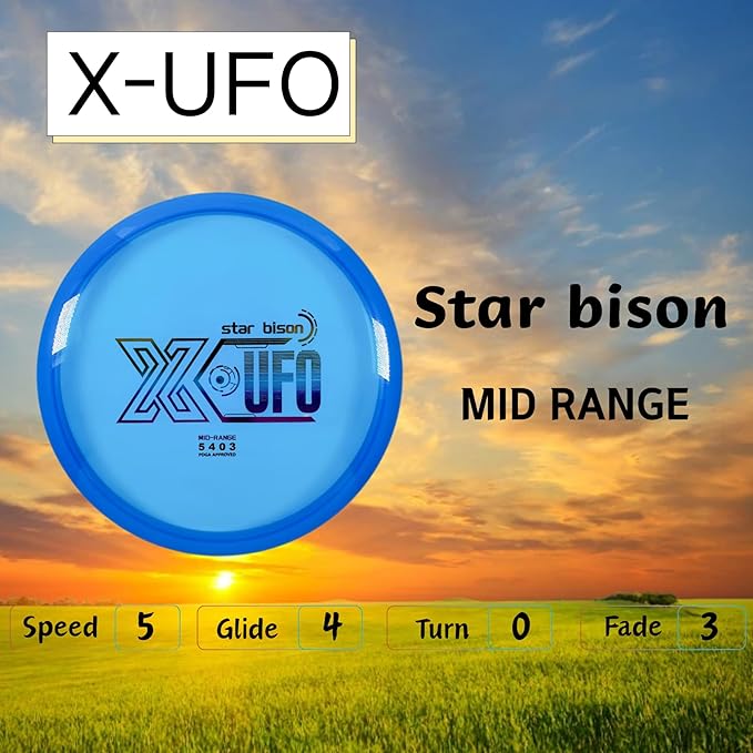 X-UFO Disc Golf Set - Disc Golf Beginner's Set 3-Piece Set with Putter, tee, and mid-Range disc, 170-178 Grams, for Beginners and Professional disc Golf tournaments.