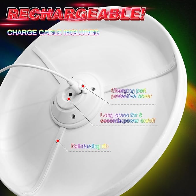 Light Up Flying Disc with 16 Millions Colors-45 LEDs & 13 Light Modes Flying Ring, Glow in The Dark Flying Disc for Adult Kid Teen Rechargeable&Waterproof Camp Beach Toy Birthday Gift