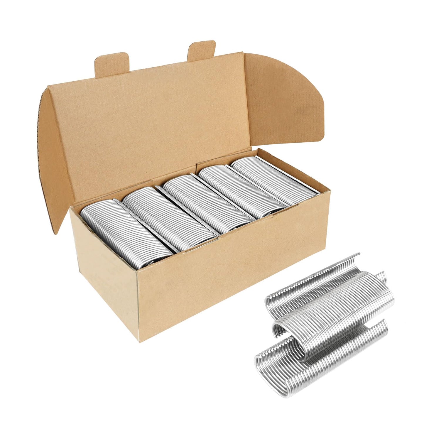 KIMSING - 11 Gauge 304 Stainless Steel Hog Ring Staples, 1-3/4" (45mm) Crown, 1600 Pcs/Box, Fasteners for C50, Heavy Duty Wire Fencing, Gabion
