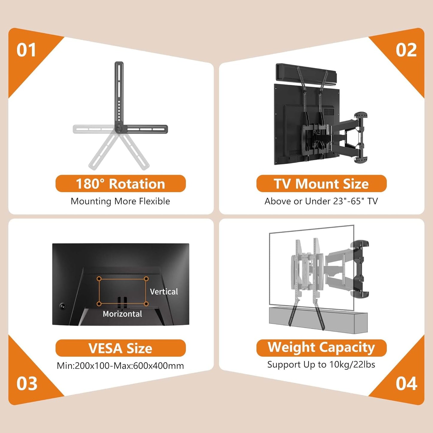 XINLEI 23 65 Inch 22 lbs SBR302 Universal Sound Bar Mounts Fits Most to TVs Soundbar TV Mount Bracket Above or Under