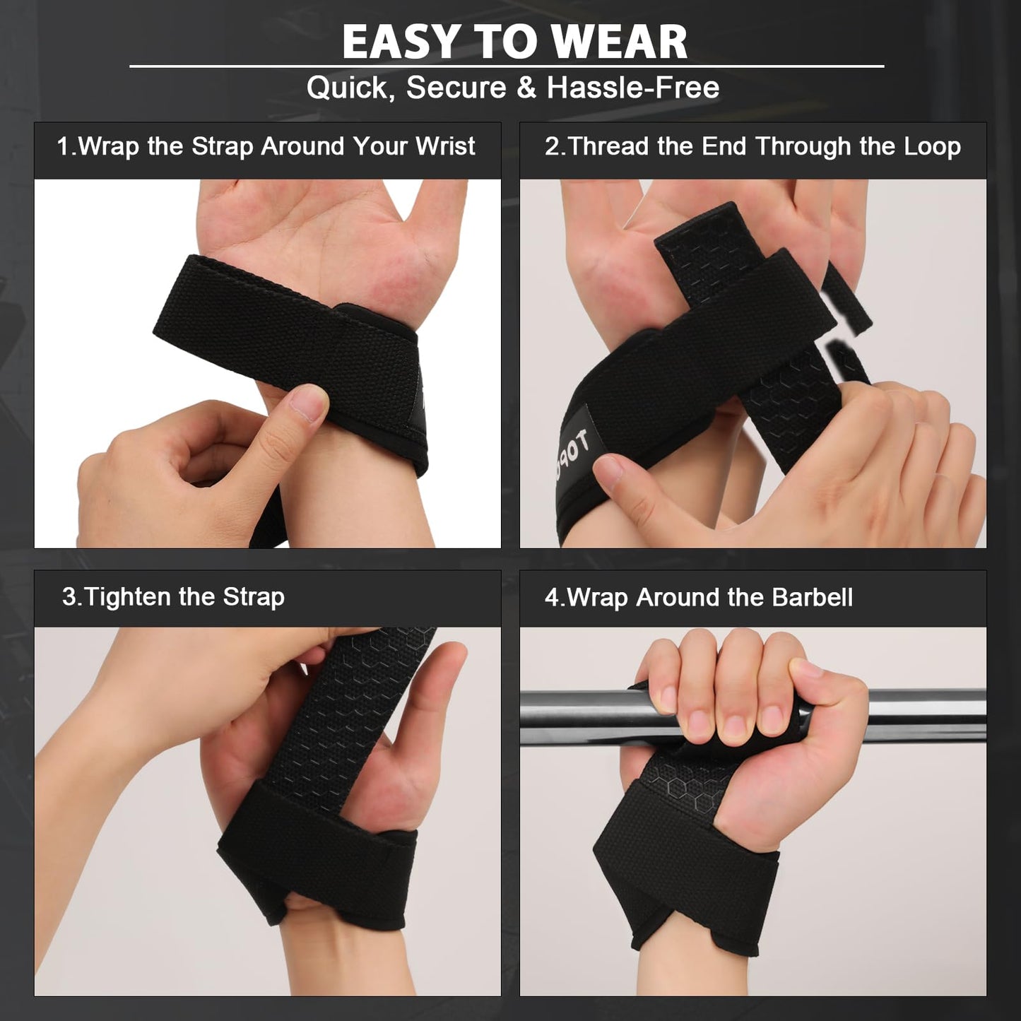 TOPOKO Lifting Wrist Straps for Weightlifting, Deadlifts, Powerlifting & Strength Training – 21.2” Cotton Workout Straps with Neoprene Padding & Non-Slip Hex Grip – Gym Straps for Men & Women