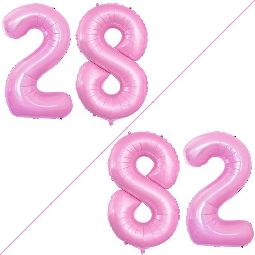 GOER Jumbo 28 Inch Number Balloons - Light Pink Foil Helium Decorations for 28th Birthday Party