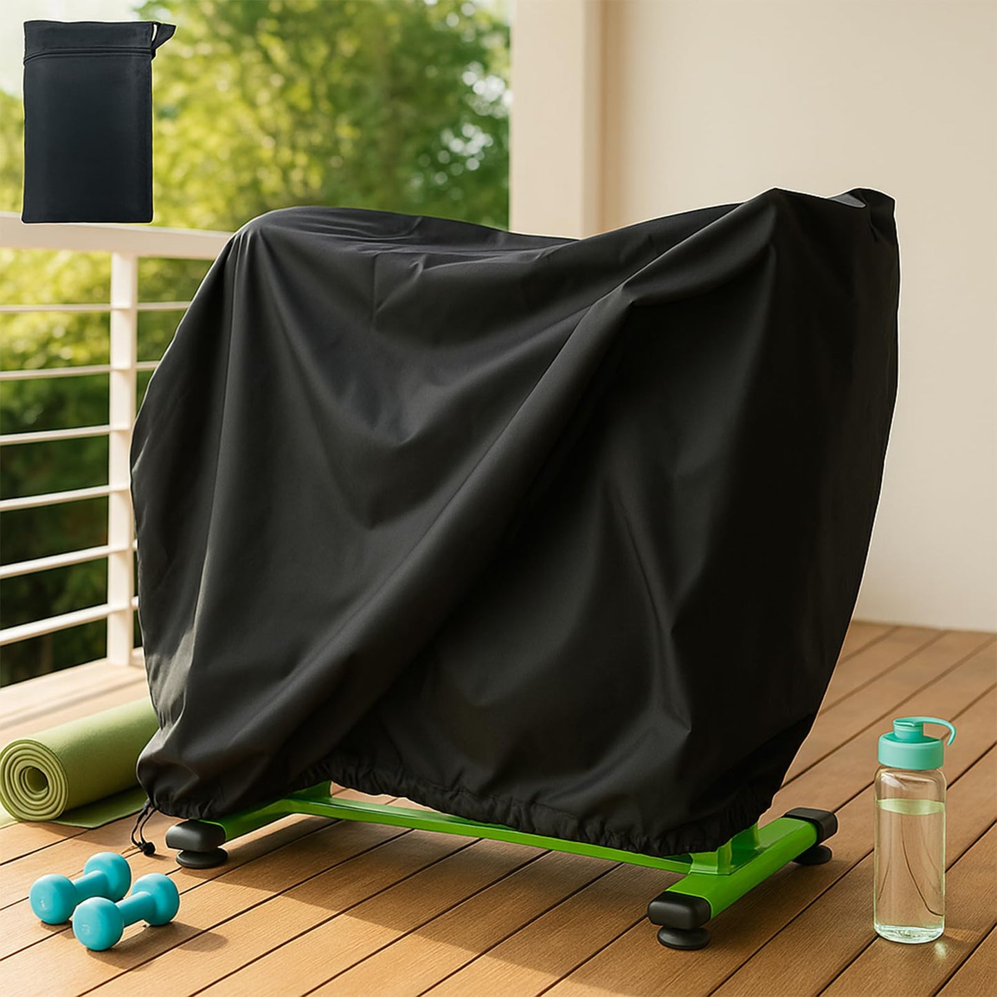 Exercise Bike Cover, Upright Cycling Stationary Bike Cover Outdoor Storage Peloton Bike Protective Cover Dustproof Waterproof Indoor Outdoor Exercise Bike Bicycle Covers with Storage Bag