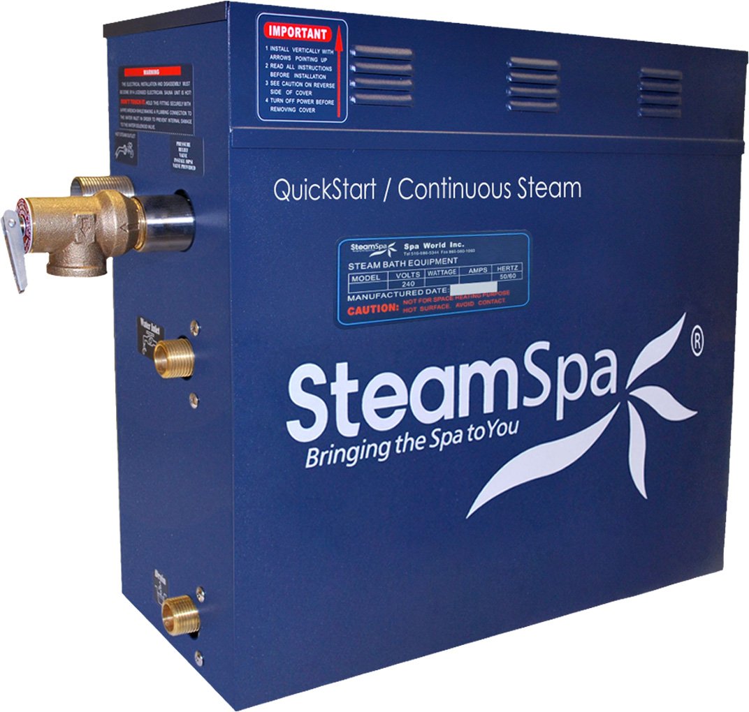 STEAMSPA 7.5kW Steam Sauna Generator Sentry Series 240V Steam Generator with Touch Screen, Steamhead, Built-in Steam Shower Auto Drain, ACU Quickstart Steam Bath Generator (Chrome)