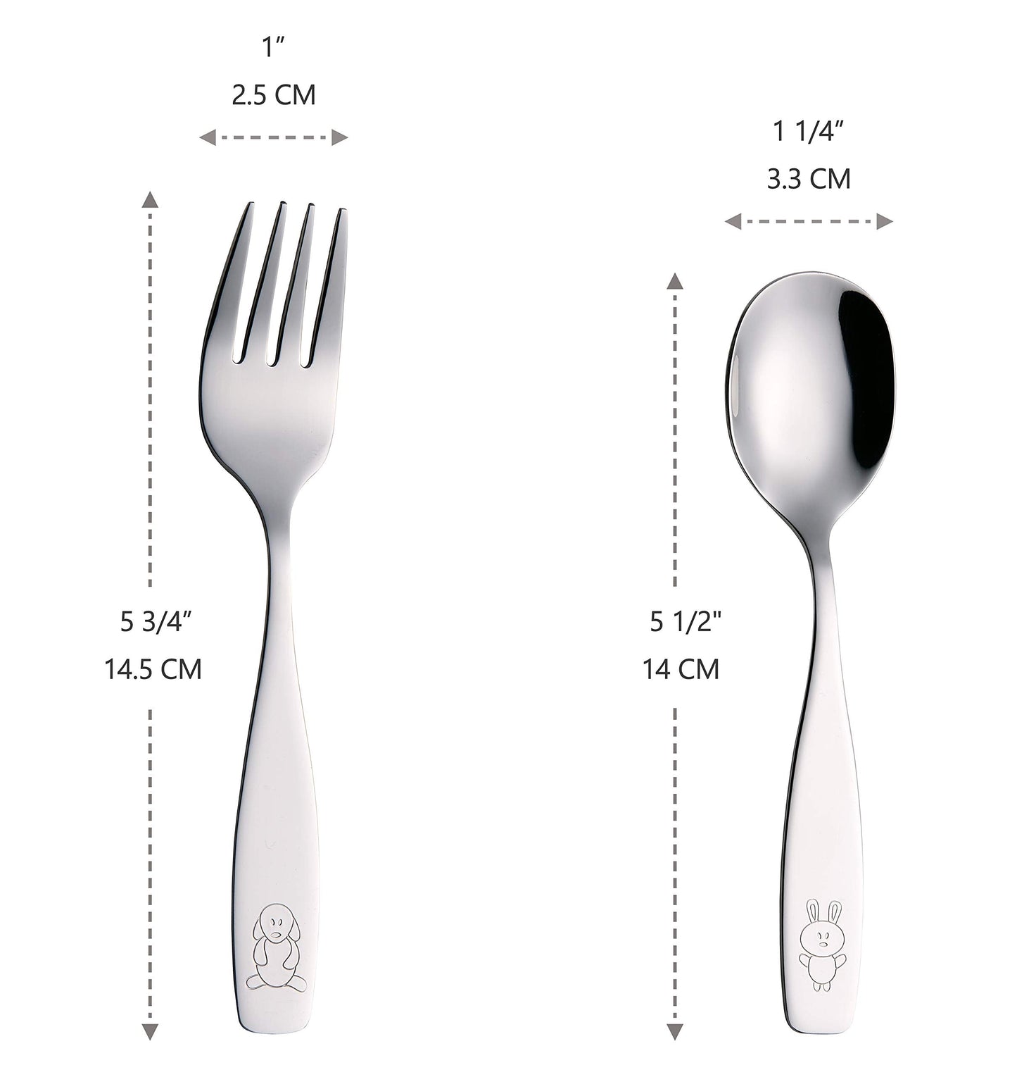 ANNOVA Kids Silverware Children's Safe Flatware Set Stainless Steel - Children Forks, Children Tablespoons, Toddler Utensils, Metal Cutlery Set for LunchBox (Stainless Steel Fork, 12)