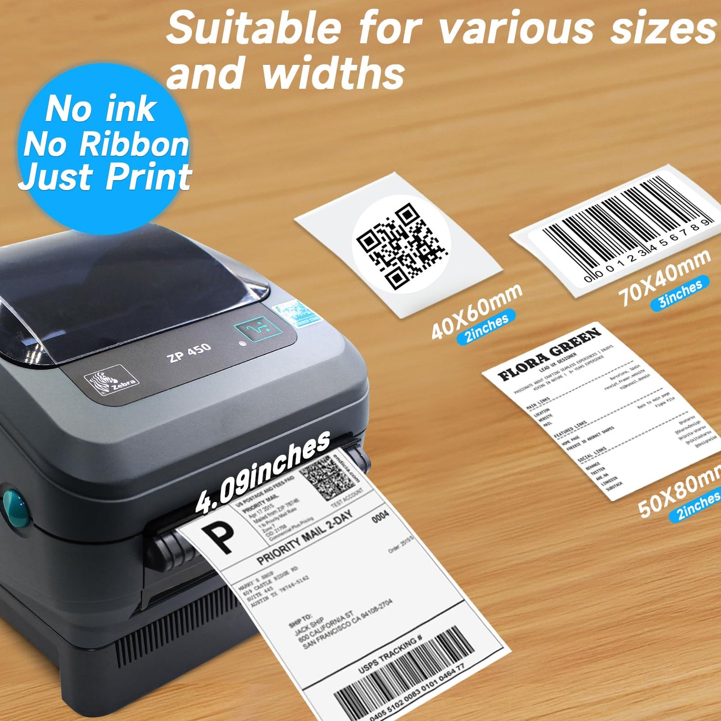 New Zebra ZP450 Direct Thermal Label ZP 450 Barcode Printer | USB, Serial, and Parallel Connectivity 203 DPI Resolution - 1 Year Warranty