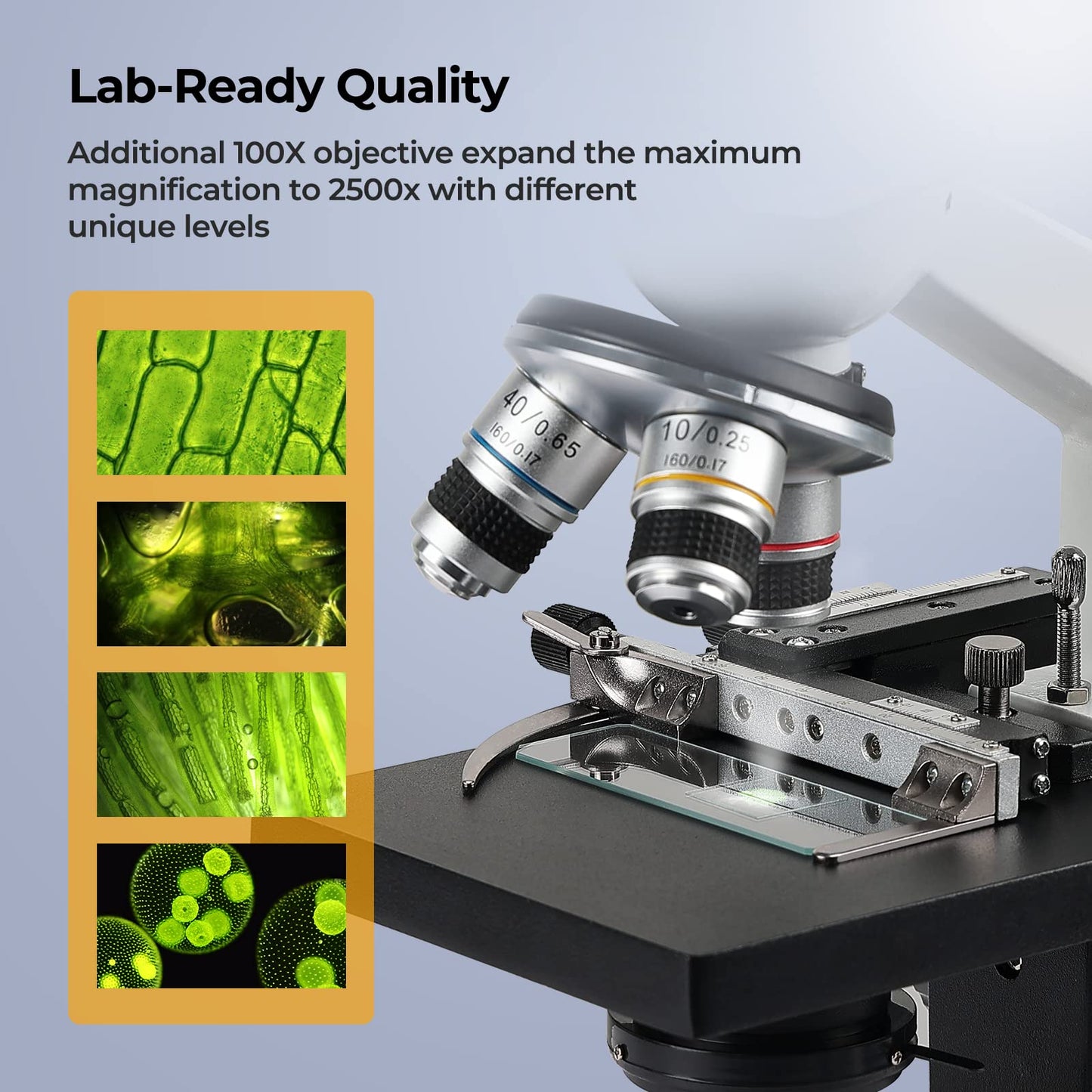 [Blood Version] Vabiooth Dual-View Compound Monocular Microscope 40X-2500X Magnification with 7" LCD Screen 5MP E-Eyepiece, Adjustable Mechanical Stage, Aluminum Carry Box for observing Live Blood