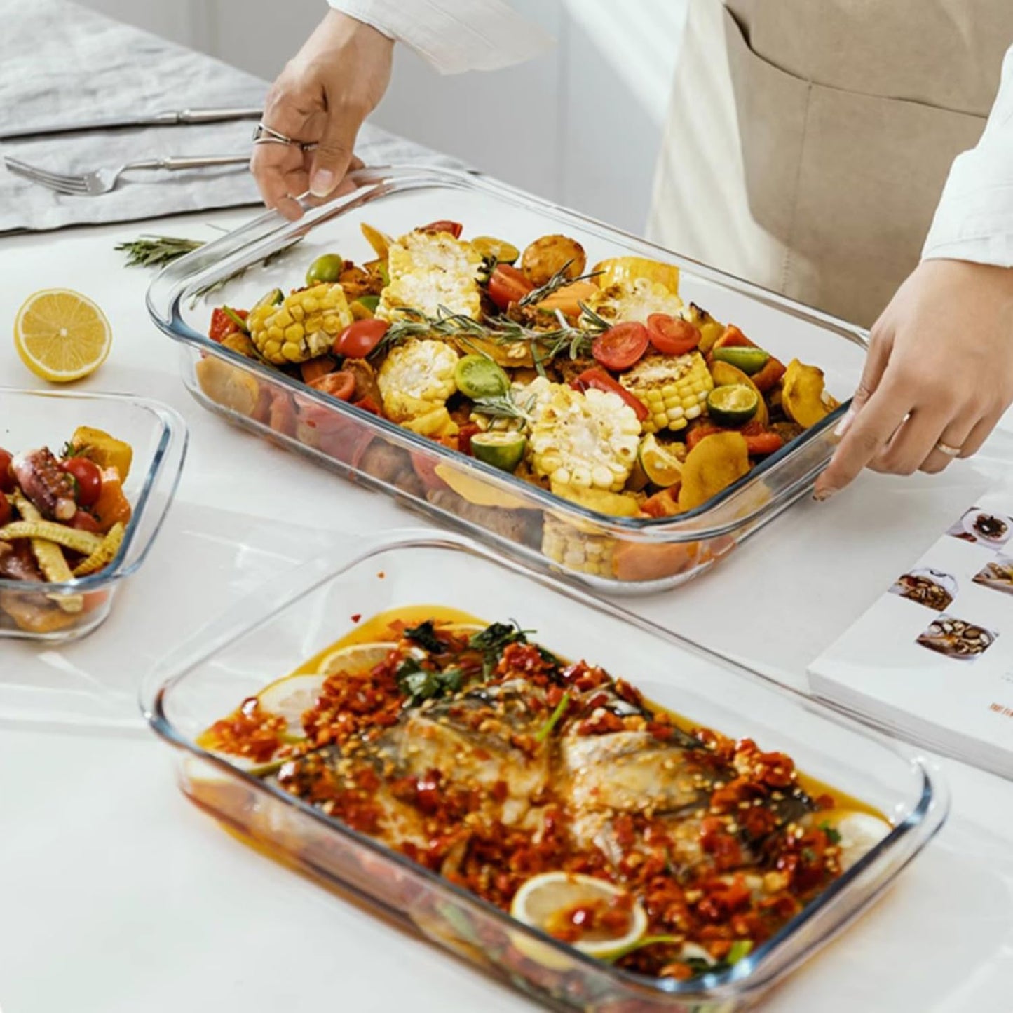 Regine Switzerland 1-Quart Tempered Glass Baking Dishes - Personal Sized Oblong Cookware (2 Pack)