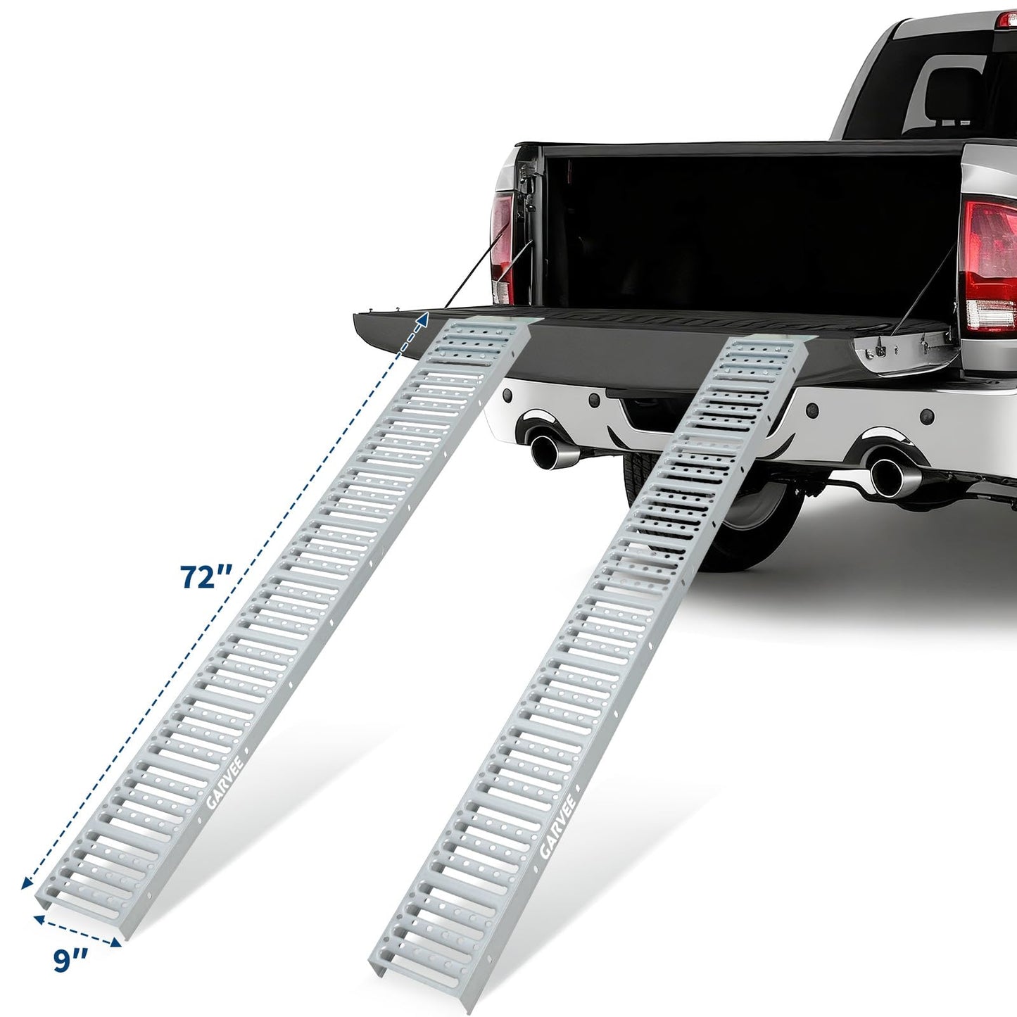 Garvee 72"x9" Heavy Duty Steel Loading Ramps (2 Pack) – 1000 Lbs Capacity, Non-Folding Truck & Trailer Ramps for Motorcycles, Dirt Bikes, ATVs, E-Bikes, UTVs – Portable Design