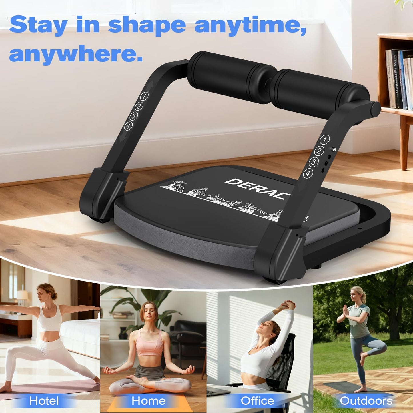 DERACY Sit Up Exercise Equipment, Adjustable Ab Machine, Multi-Functional Sit Up Machine, Ab Workout Equipment, Ab Trainer Machine for Women Men (Black Gray)