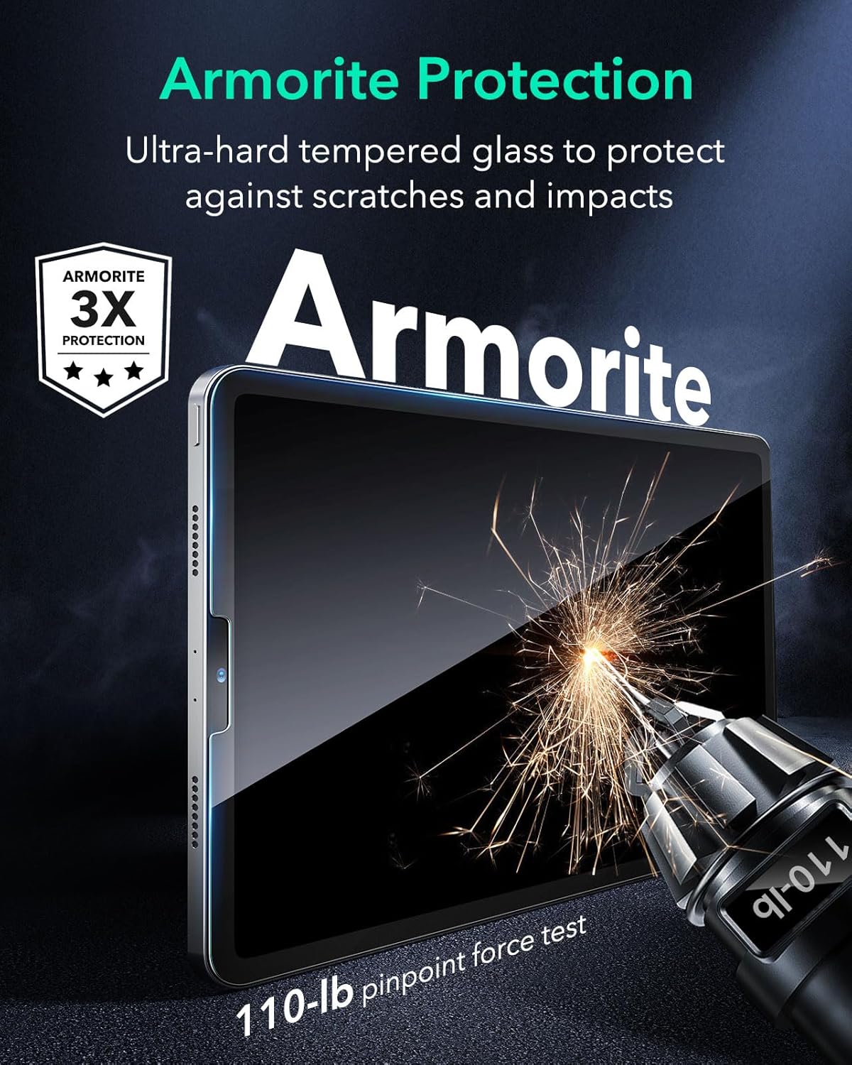 12.9 12.9 Inch (2022/2021/2020/2018), 2 Pack ESR iPad Pro Screen Protector, Protective Film for iPad Pro Tempered-Glass