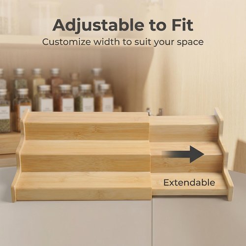 JinDoWin Spice Rack Organizer For Cabinet, Spice Organization For Cabinet, Spice Rack For Countertop,15.7 Inch Adjustable Seasoning Organizer Spice Organizer (2 Pack, Medium)