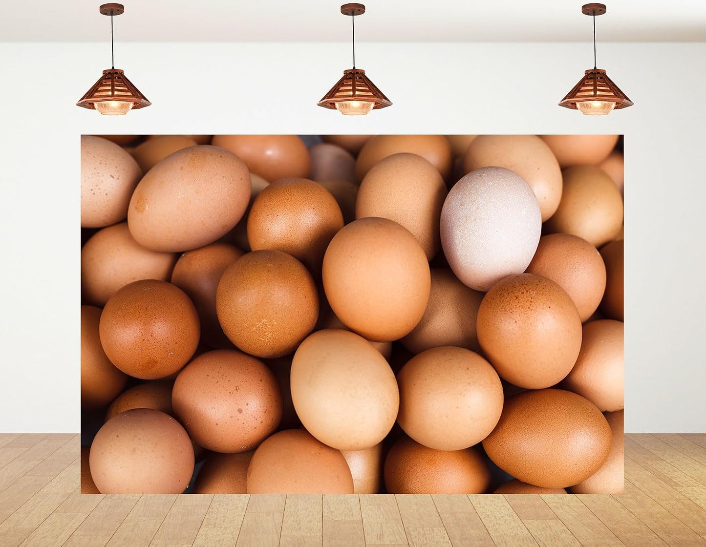 KeyWork 10x7ft Brown Egg Backdrop Farm Produce Photography Background for Party Rustic Farmhouse Themed Events