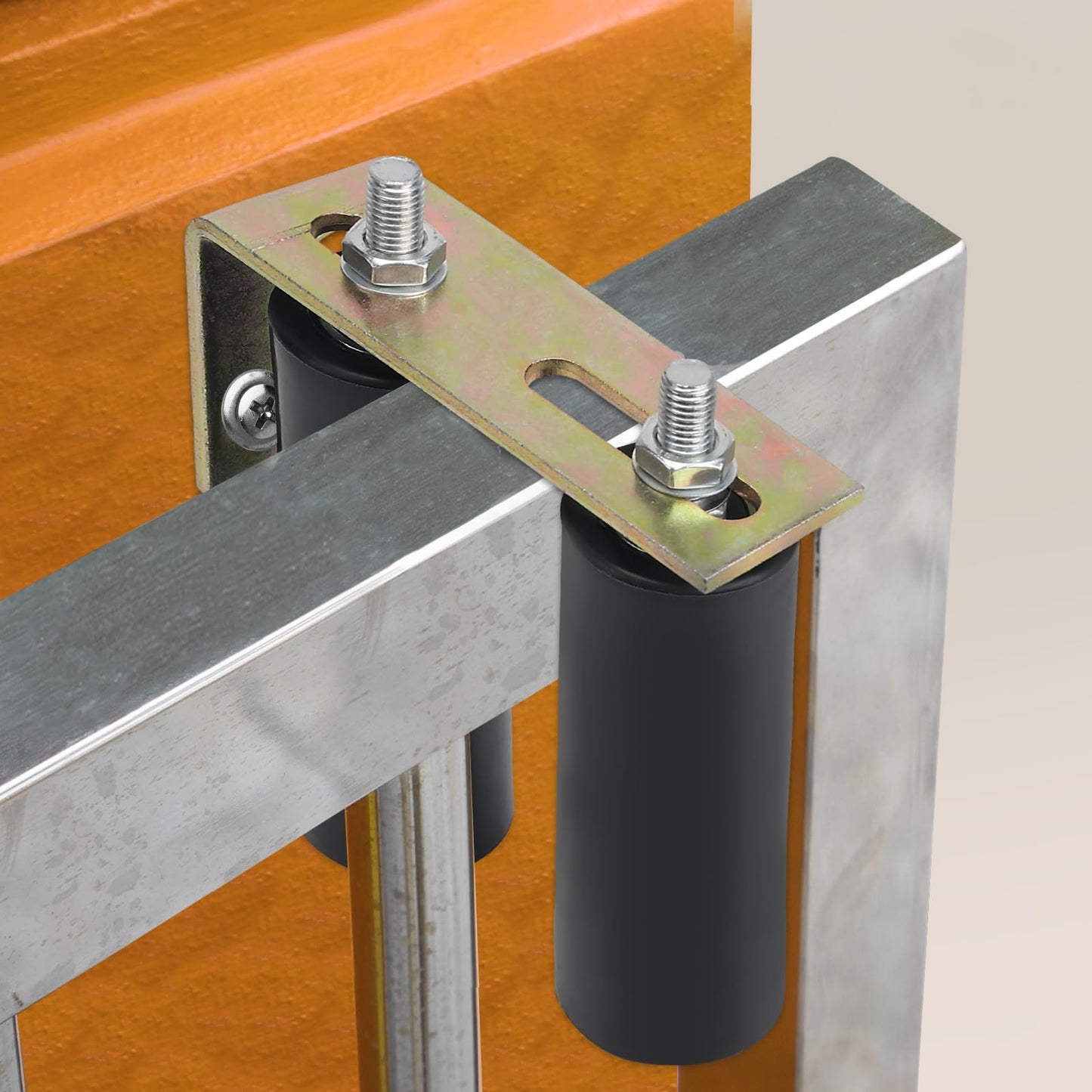 6" Gate Roller Guide with L-Bracket, Universal Adjustable Heavy Duty Sliding Gate Rollers,Sliding Gate Kit, Black Sliding Gate Guide Roller,Sliding Door Hardware
