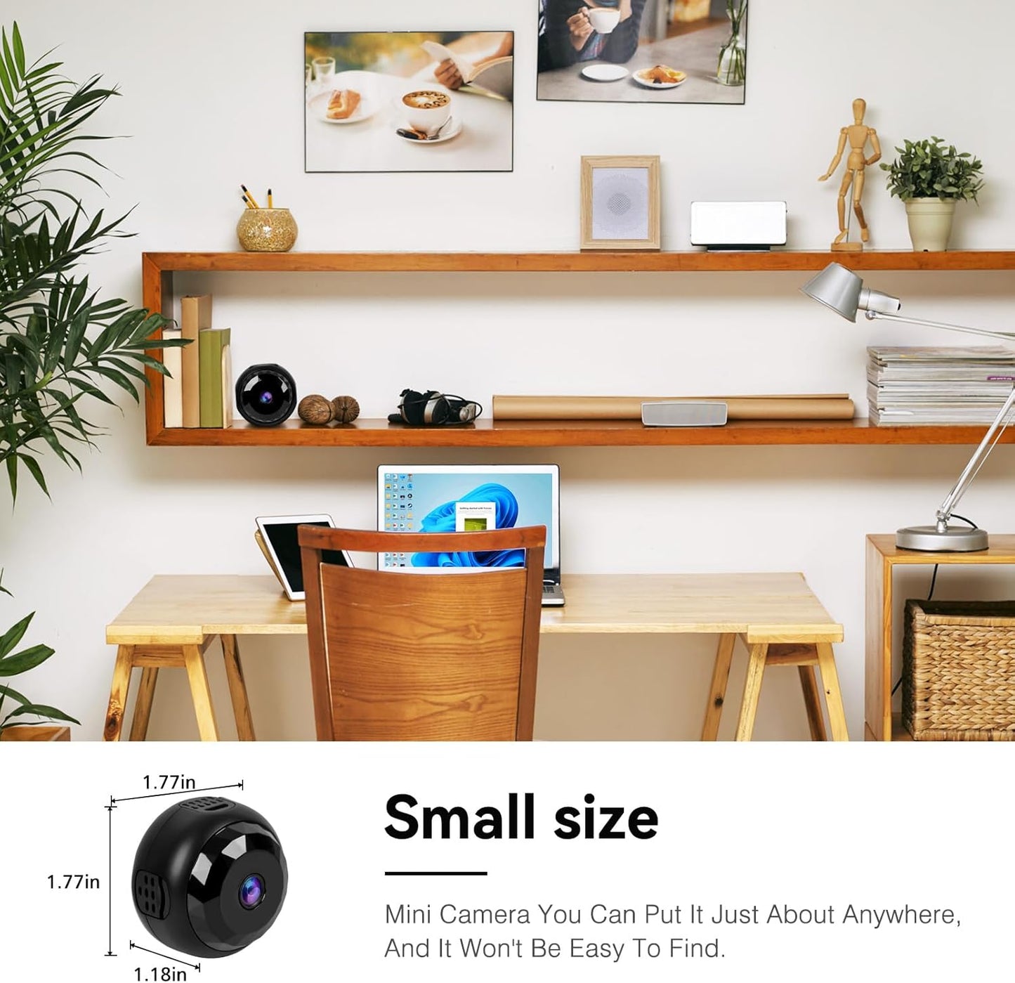 MCJ 4K 1000mAh (A10) (A10) Mini WiFi Camera - Indoor Security Camera with Video Live Feed, Motion Detection Night