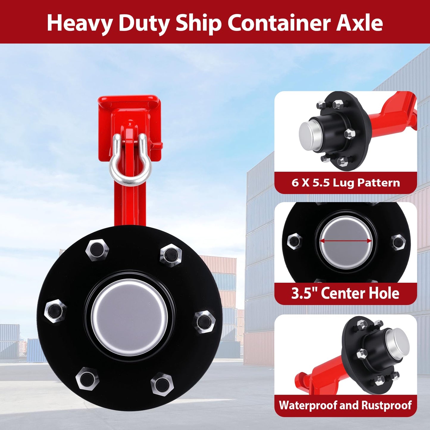 Yzzwer Shipping-Container Wheels Kit Accessories - Upgrade 6-Lug Heavy Duty Shipping Container Axle Wheels for Moving 20ft - 40ft Container 2 Pack