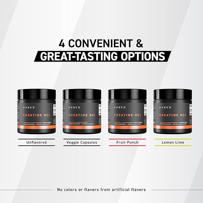 Kaged Creatine HCl Powder | Fruit Punch | Muscle Building & Recovery | Patented Creatine Hydrochloride Formula | Vegan, Gluten Free, Easily Digestible | Supplements for Men & Women | 75 Servings